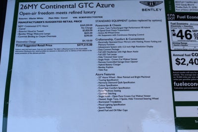 2026 Bentley Continental GTC Azure