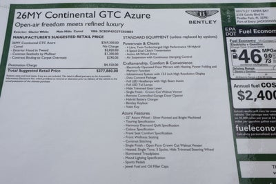 2026 Bentley Continental GTC Azure