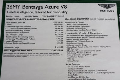 2026 Bentley Bentayga Azure V8