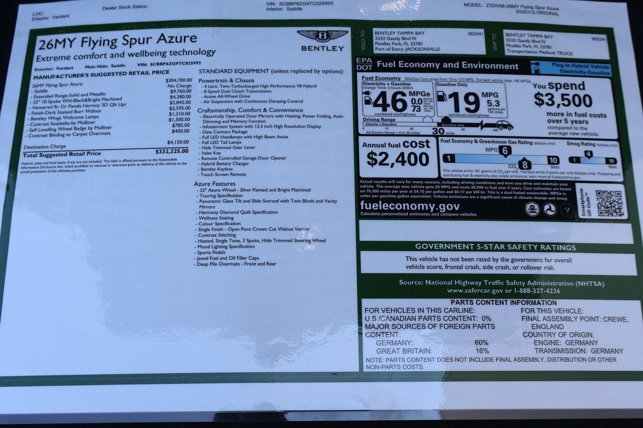 2026 Bentley Flying Spur Azure