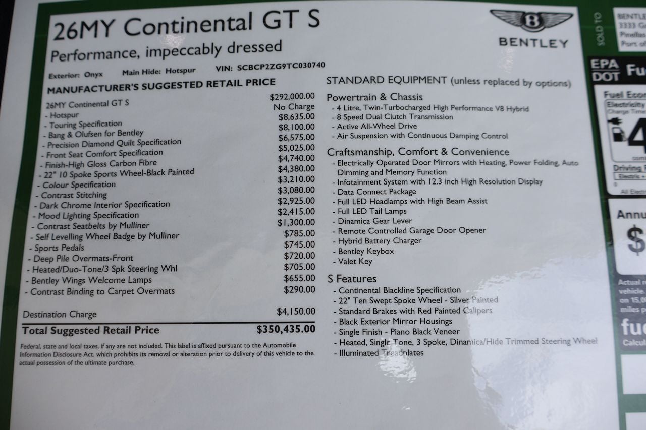 2026 Bentley Continental GT S