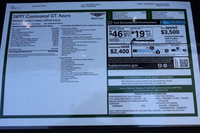 2026 Bentley Continental GT Azure Azure