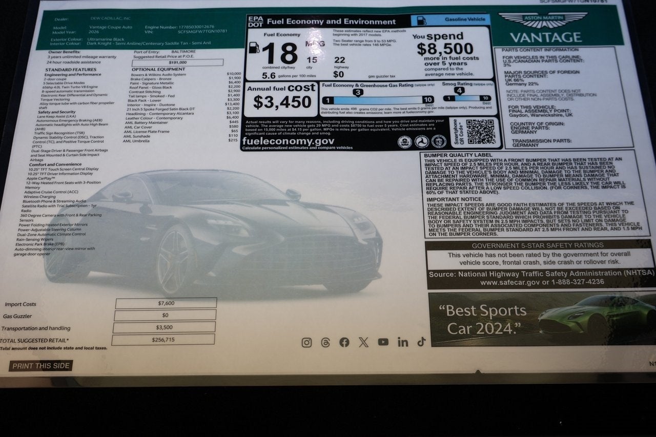 2026 Aston Martin Vantage Base