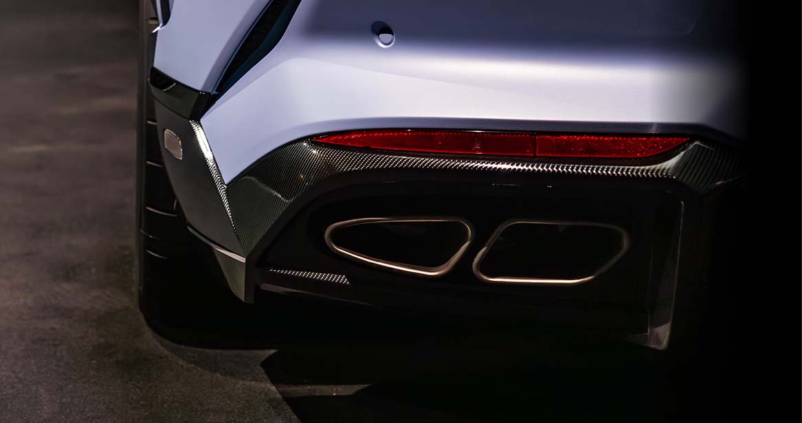Close-up of Bentley Continental GT Supersports rear diffuser and dual exhaust outlets