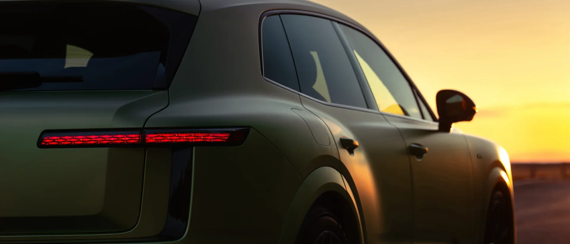 Bentley Torcal S rear light bar lit at sunset
