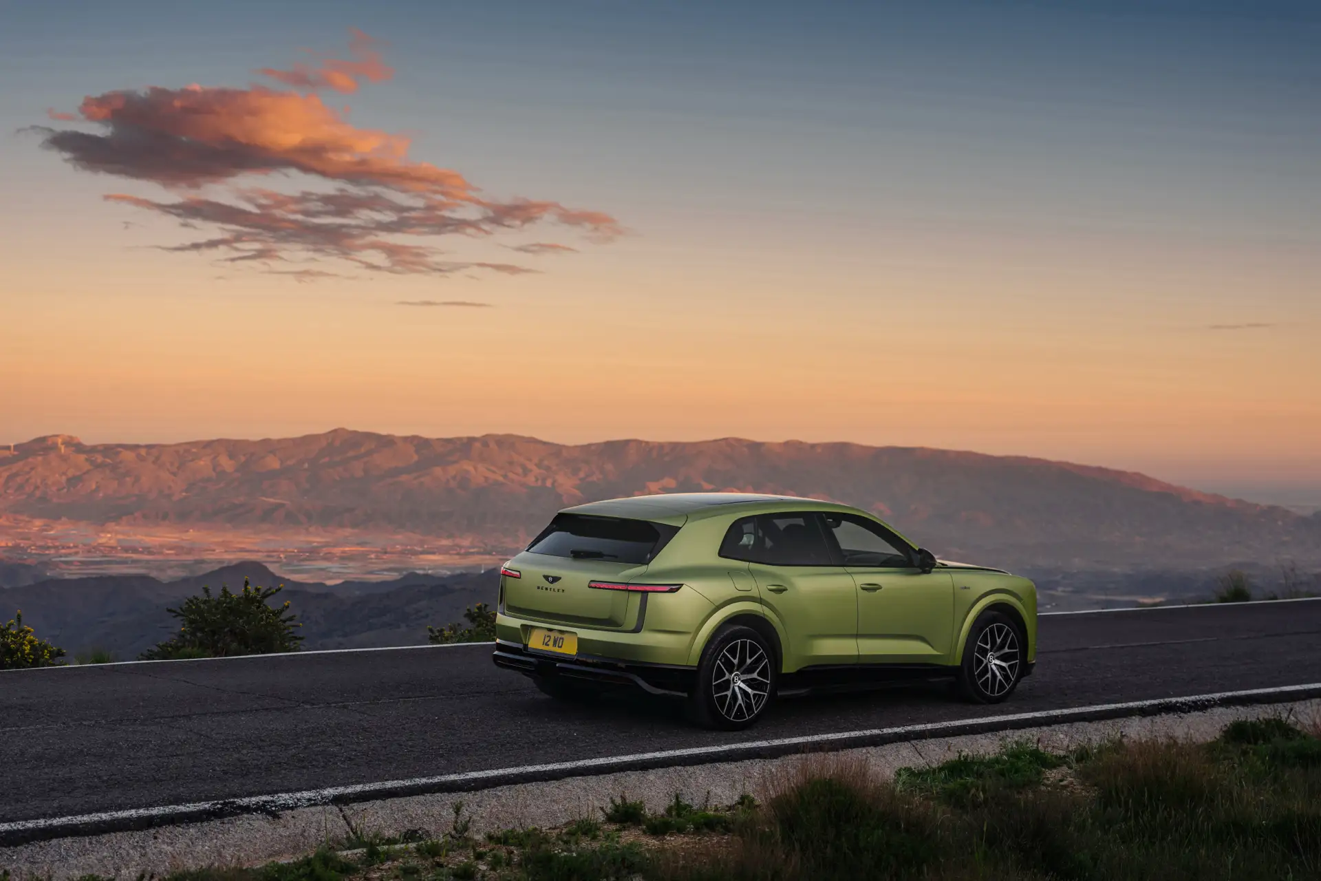 Bentley Torcal S First Edition on a mountain road at sunset