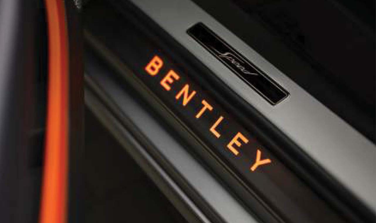 Interior driving side door showing ebelishment on kickplate