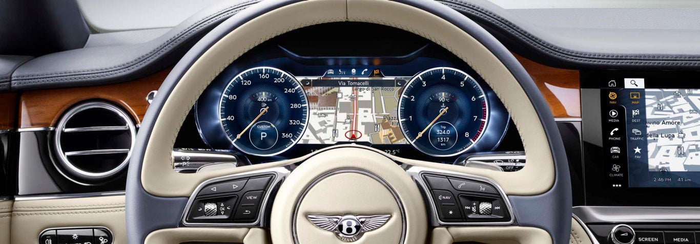 New Continental GT steering wheel close up studio | Bentley Tampa Bay in Pinellas Park FL